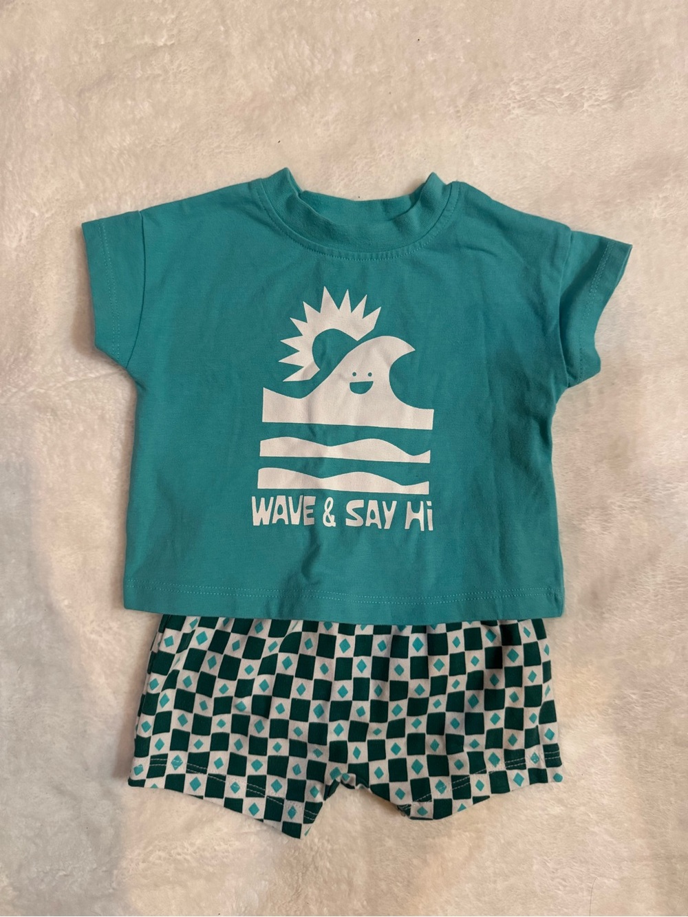 Cat & Jack Turquoise Baby Tee and Patterned Shorts Set